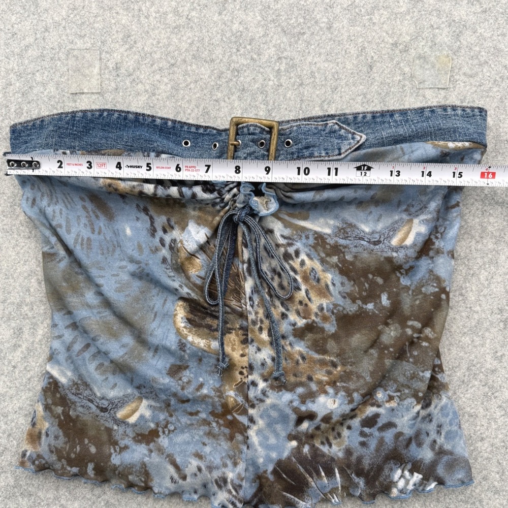 XOXO Jeans Y2K Tube Top Womens Large Blue Animal Print Denim Buckle Vintage - Picture 7 of 8